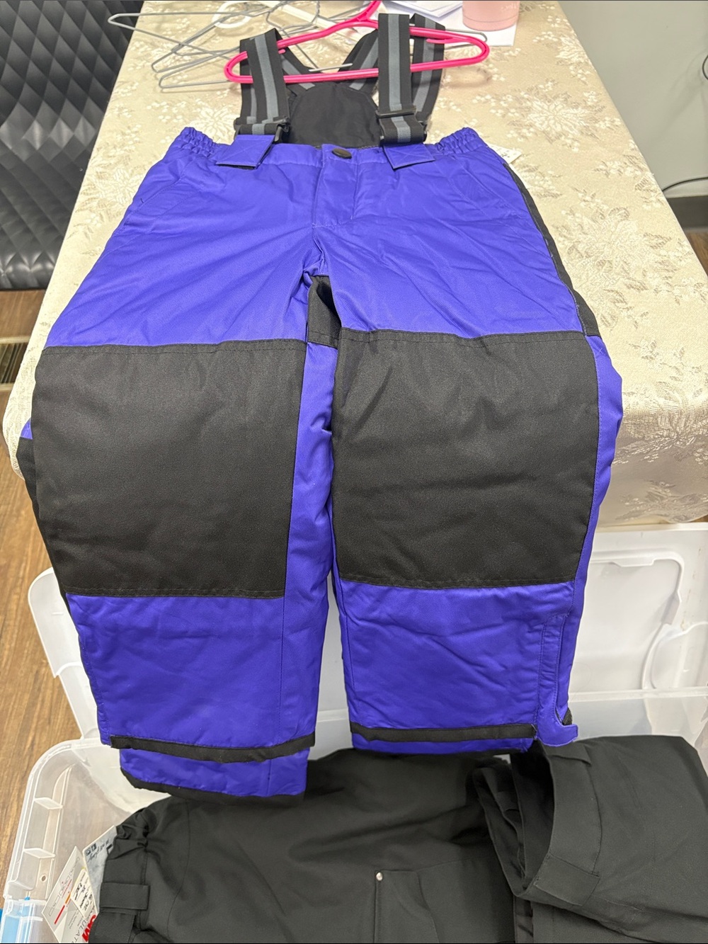 Kids Insulated Ski Snow Pants with Bib - Blue/Black